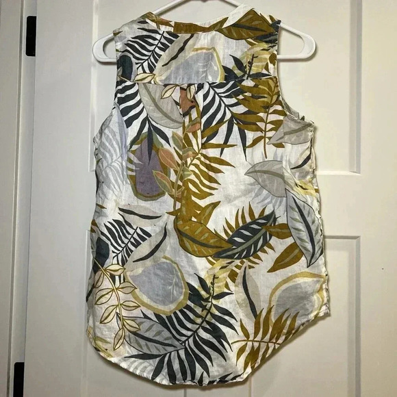 C & C CALIFORNIA LINEN SLEEVELESS TUNIC TROPICAL LEAF PRINT WOMENS Size S - Picture 5 of 8
